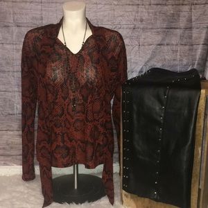 Nine West Snakeskin Print Dressy Blouse